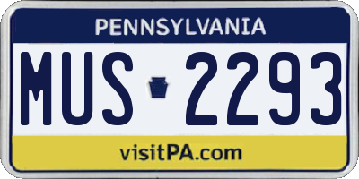 PA license plate MUS2293