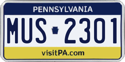 PA license plate MUS2301