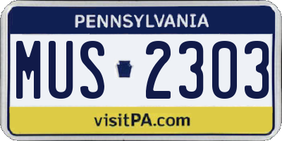 PA license plate MUS2303