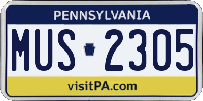 PA license plate MUS2305