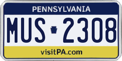 PA license plate MUS2308