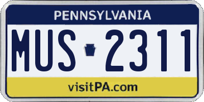 PA license plate MUS2311