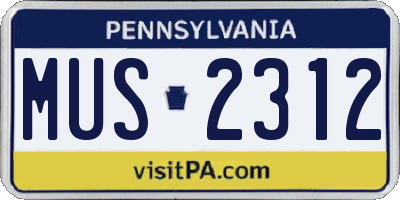 PA license plate MUS2312