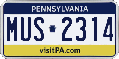 PA license plate MUS2314