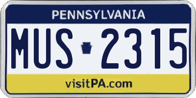PA license plate MUS2315