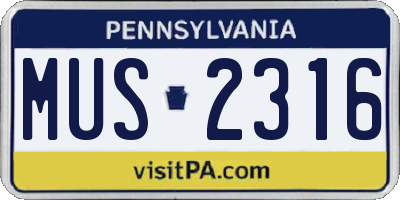 PA license plate MUS2316