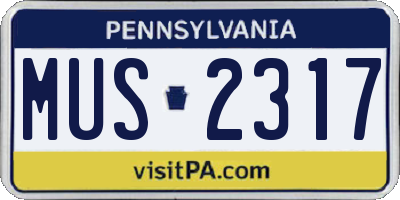 PA license plate MUS2317