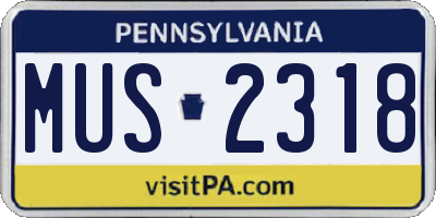 PA license plate MUS2318