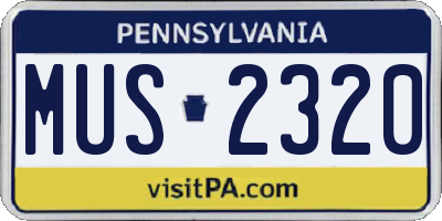 PA license plate MUS2320