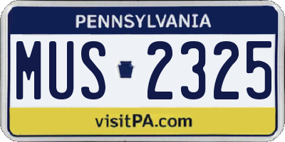 PA license plate MUS2325