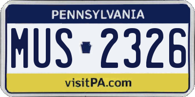 PA license plate MUS2326