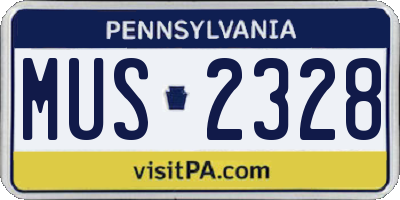 PA license plate MUS2328