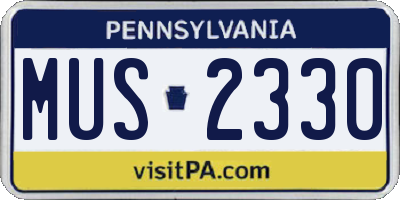 PA license plate MUS2330