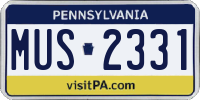 PA license plate MUS2331