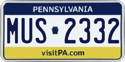 PA license plate MUS2332