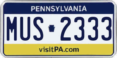 PA license plate MUS2333
