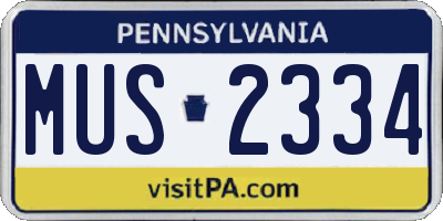 PA license plate MUS2334