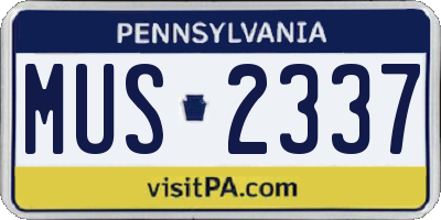 PA license plate MUS2337