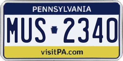 PA license plate MUS2340