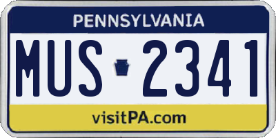 PA license plate MUS2341