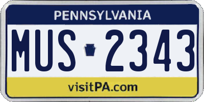 PA license plate MUS2343