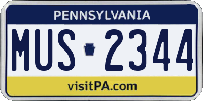 PA license plate MUS2344