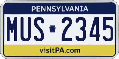PA license plate MUS2345