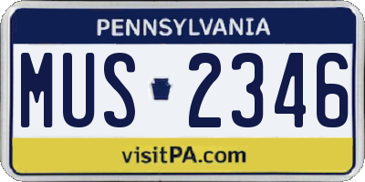 PA license plate MUS2346