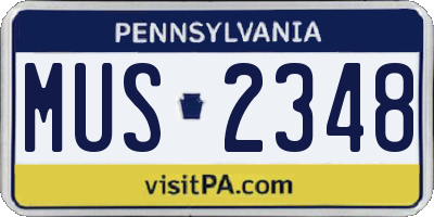 PA license plate MUS2348