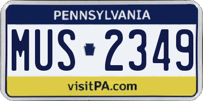 PA license plate MUS2349