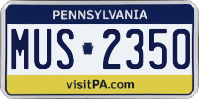 PA license plate MUS2350