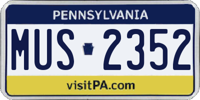 PA license plate MUS2352