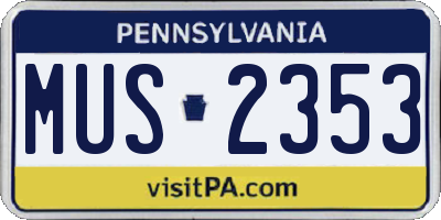 PA license plate MUS2353