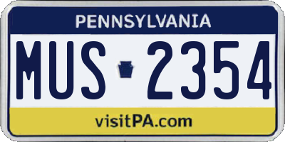 PA license plate MUS2354