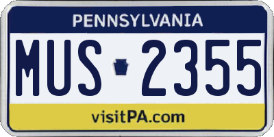 PA license plate MUS2355