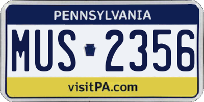 PA license plate MUS2356
