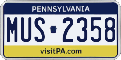 PA license plate MUS2358