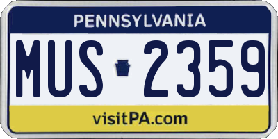 PA license plate MUS2359