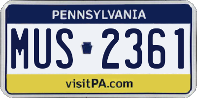 PA license plate MUS2361