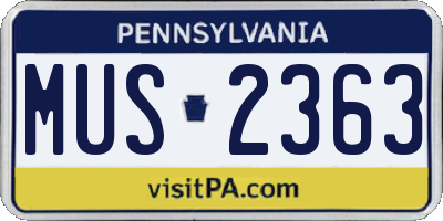 PA license plate MUS2363