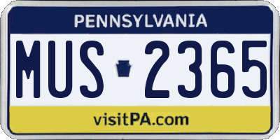 PA license plate MUS2365