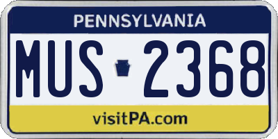 PA license plate MUS2368