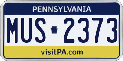 PA license plate MUS2373