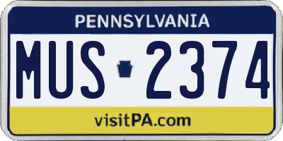 PA license plate MUS2374