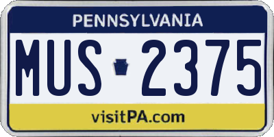 PA license plate MUS2375