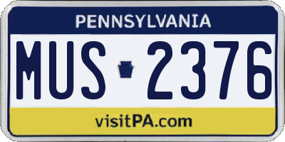 PA license plate MUS2376
