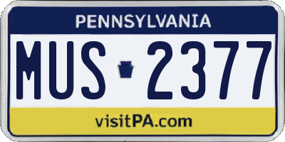 PA license plate MUS2377