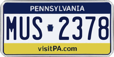 PA license plate MUS2378