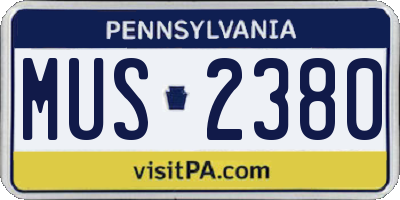 PA license plate MUS2380