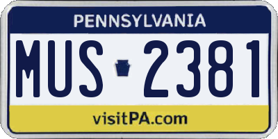 PA license plate MUS2381